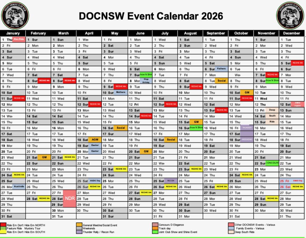 DOCNSW 2026 Event Calendar